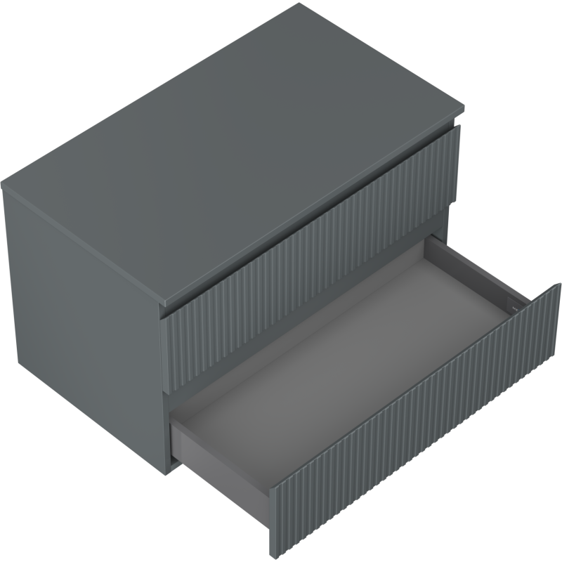 Mexen Rivel шкаф за баня под умивалник 80 см с плот, 2 чекмеджета, оребрена, матов графит - 91A20-08047-2-BFFC66