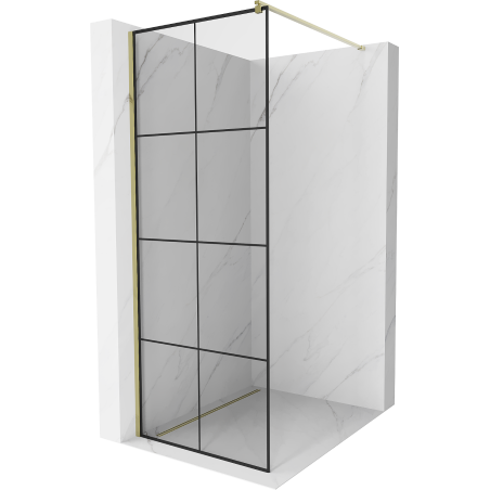 Mexen Kioto Душ преграда Walk-in 80 x 200 см, черна решетка 8 мм, златна - 800-080-101-50-77