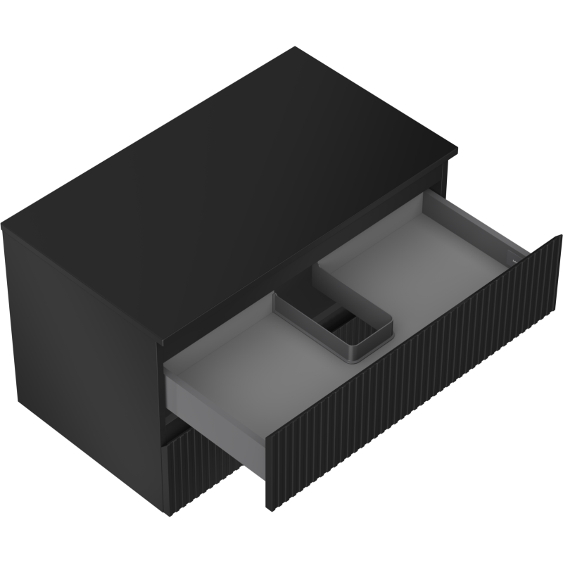 Mexen Rivel шкаф за баня за под мивка 80 см с плот, 2 чекмеджета, оребрен ,
