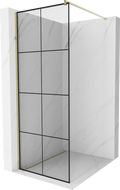 Mexen Kioto стенна душка Walk-in 90 x 200 см, черна решетка 8 мм, злато - 800-090-101-50-77