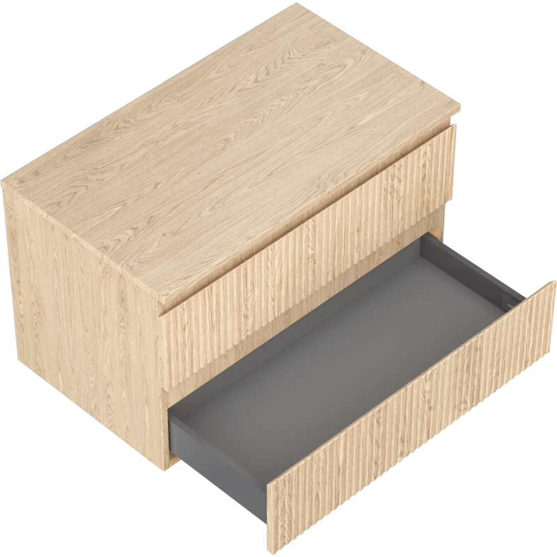 Mexen Rivel шкаф за баня под мивка 80 см с плот, 2 чекмеджета, оребрено, дъб - 91A20-08047-2-BFFC81