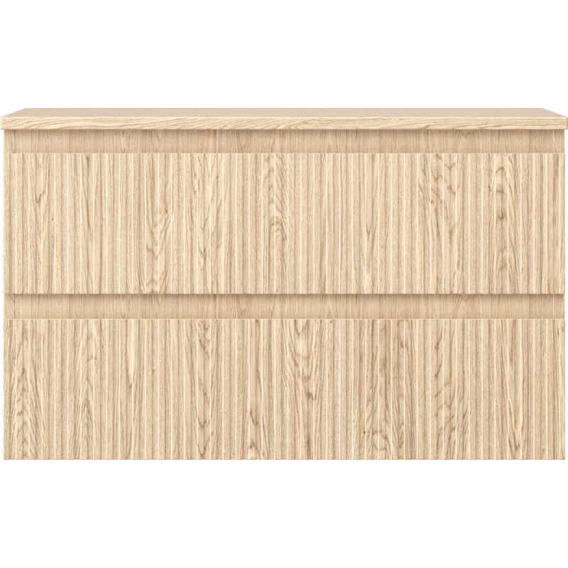 Mexen Rivel шкаф за баня под мивка 80 см с плот, 2 чекмеджета, оребрено, дъб - 91A20-08047-2-BFFC81