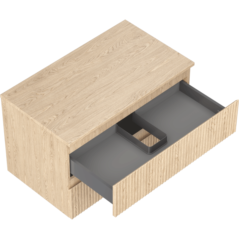 Mexen Rivel шкаф за баня под мивка 80 см с плот, 2 чекмеджета, оребрено, дъб - 91A20-08047-2-BFFC81