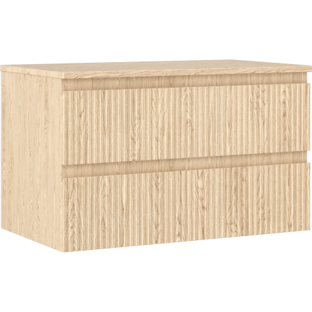 Mexen Rivel шкаф за баня под мивка 80 см с плот, 2 чекмеджета, оребрено, дъб - 91A20-08047-2-BFFC81