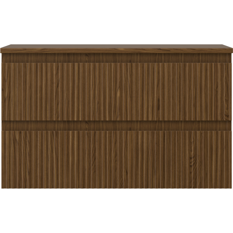 Mexen Rivel шкаф за баня под умивалник 80 см с плот, 2 чекмеджета, рифелован, орех - 91A20-08047-2-BFFC86