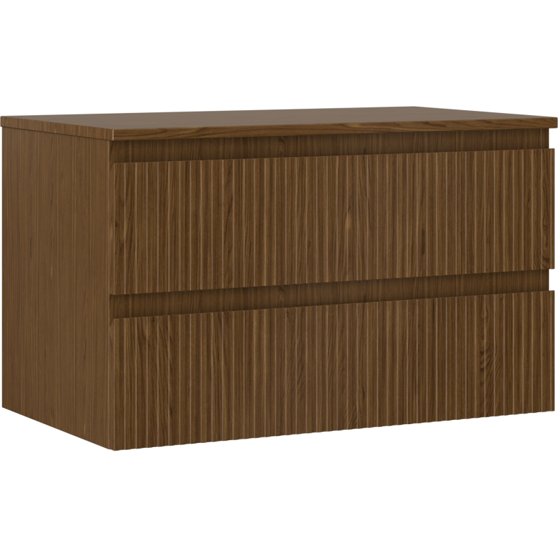 Mexen Rivel шкаф за баня под умивалник 80 см с плот, 2 чекмеджета, рифелован, орех - 91A20-08047-2-BFFC86