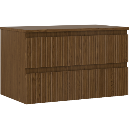 Mexen Rivel шкаф за баня под умивалник 80 см с плот, 2 чекмеджета, рифелован, орех - 91A20-08047-2-BFFC86