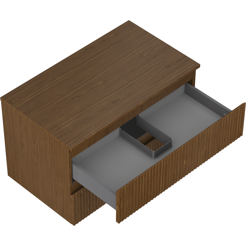 Mexen Rivel шкаф за баня под умивалник 80 см с плот, 2 чекмеджета, рифелован, орех - 91A20-08047-2-BFFC86