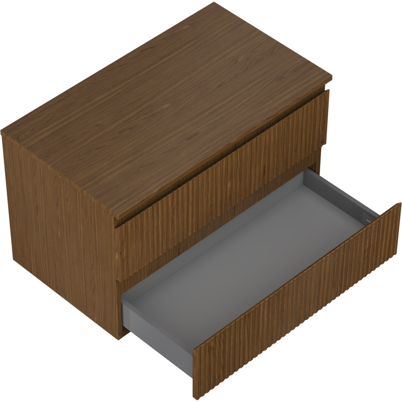 Mexen Rivel шкаф за баня под умивалник 80 см с плот, 2 чекмеджета, рифелован, орех - 91A20-08047-2-BFFC86