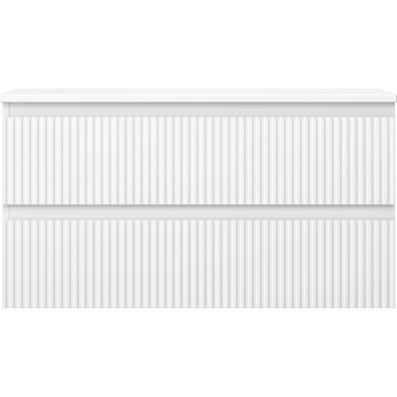 Mexen Rivel шкафче за баня под мивка 90 см с плот, 2 чекмеджета, оребрено, бяло