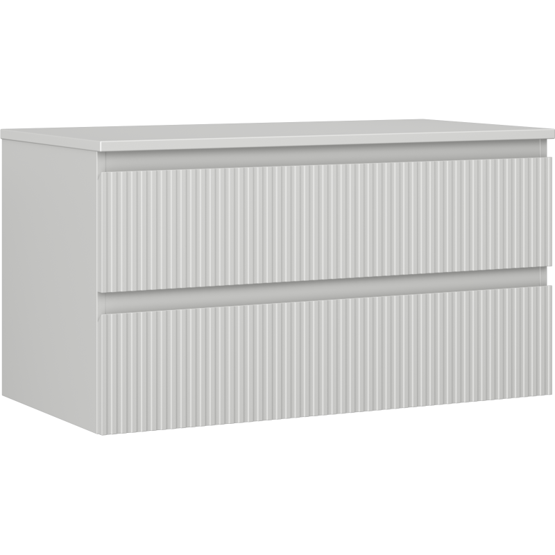 Mexen Rivel шкаф за баня под умивалник 90 см с плот, 2 чекмеджета, оребрен, сив