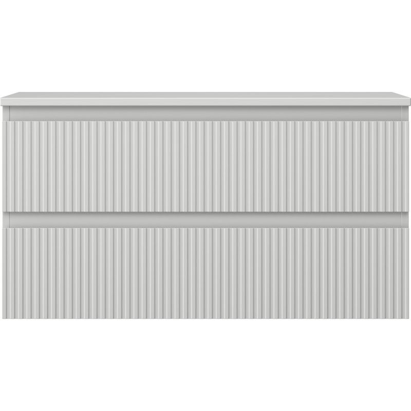 Mexen Rivel шкаф за баня под умивалник 90 см с плот, 2 чекмеджета, оребрен, сив