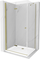 Mexen Lima сгъваем душ кабина 70 x 80 см, прозрачен, златен + Flat поддони - 856-070-080-50-00-4010