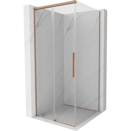 Mexen Rox плъзгаща се душ кабина 90 x 90 см, прозрачна, четкана мед - 8C2-090-090-65-00