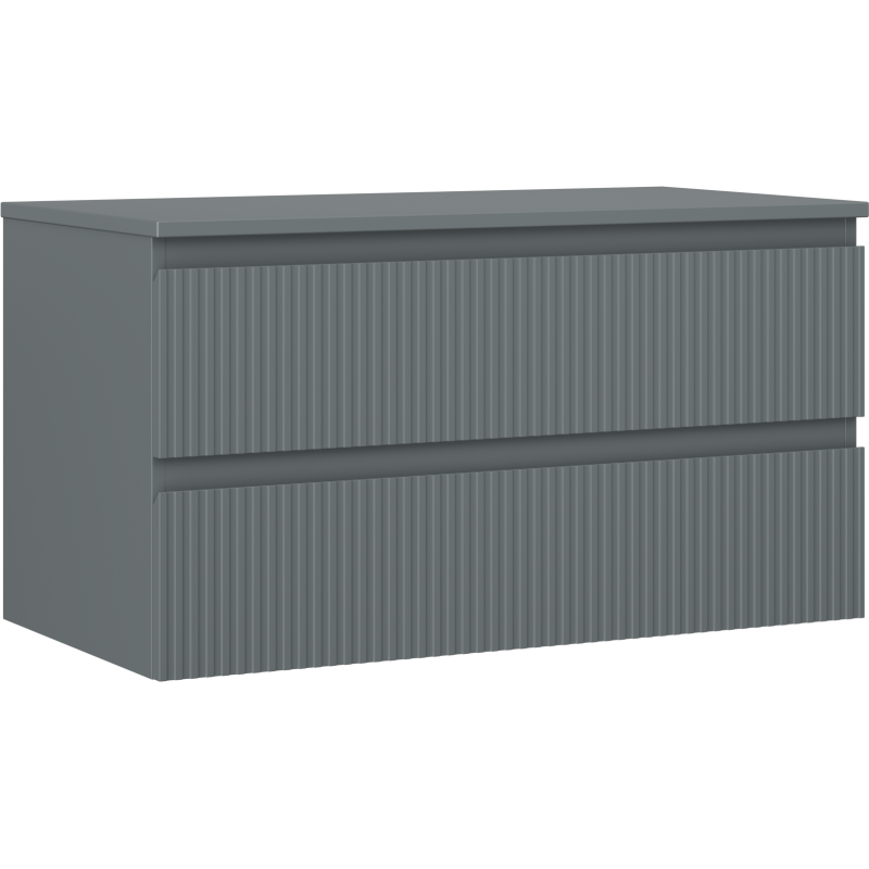 Mexen Rivel шкаф за баня под мивка 90 см с плот, 2 чекмеджета, рифован, графит