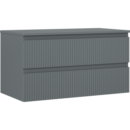 Mexen Rivel шкаф за баня под мивка 90 см с плот, 2 чекмеджета, рифован, графит