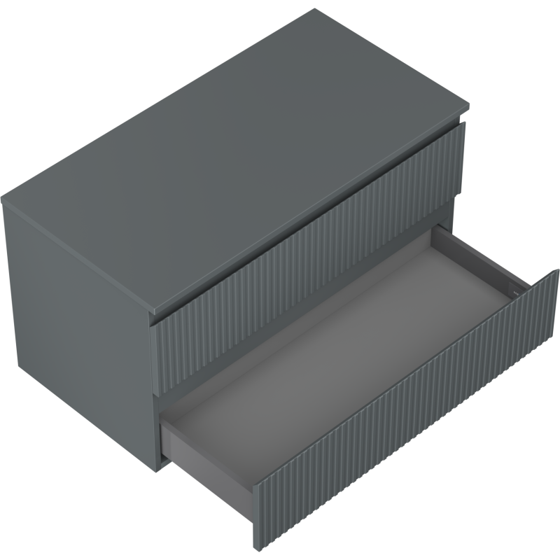 Mexen Rivel шкаф за баня под мивка 90 см с плот, 2 чекмеджета, рифован, графит