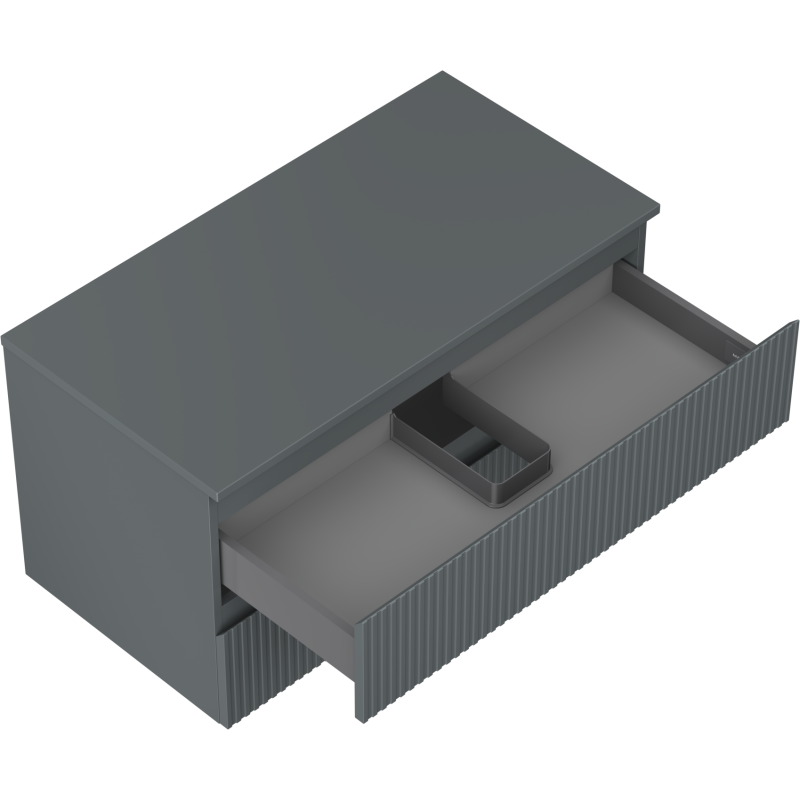 Mexen Rivel шкаф за баня под мивка 90 см с плот, 2 чекмеджета, рифован, графит