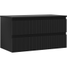 Mexen Rivel баня шкаф за мивка 90 см с плот, 2 чекмеджета, оребрена, черен мат - 91A20-09047-2-BFFC71