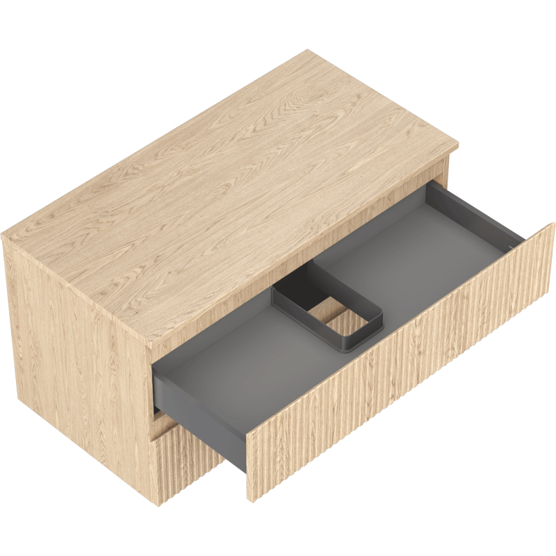 Mexen Rivel баня шкафче под мивка 90 см с плот, 2 чекмеджета, оребрено, дъб - 91A20-09047-2-BFFC81