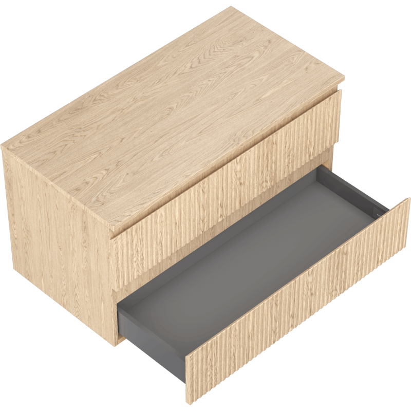 Mexen Rivel баня шкафче под мивка 90 см с плот, 2 чекмеджета, оребрено, дъб - 91A20-09047-2-BFFC81