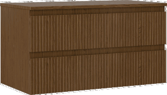 Mexen Rivel шкафче за баня под мивка 90 см с плот, 2 чекмеджета, рифовано, орех