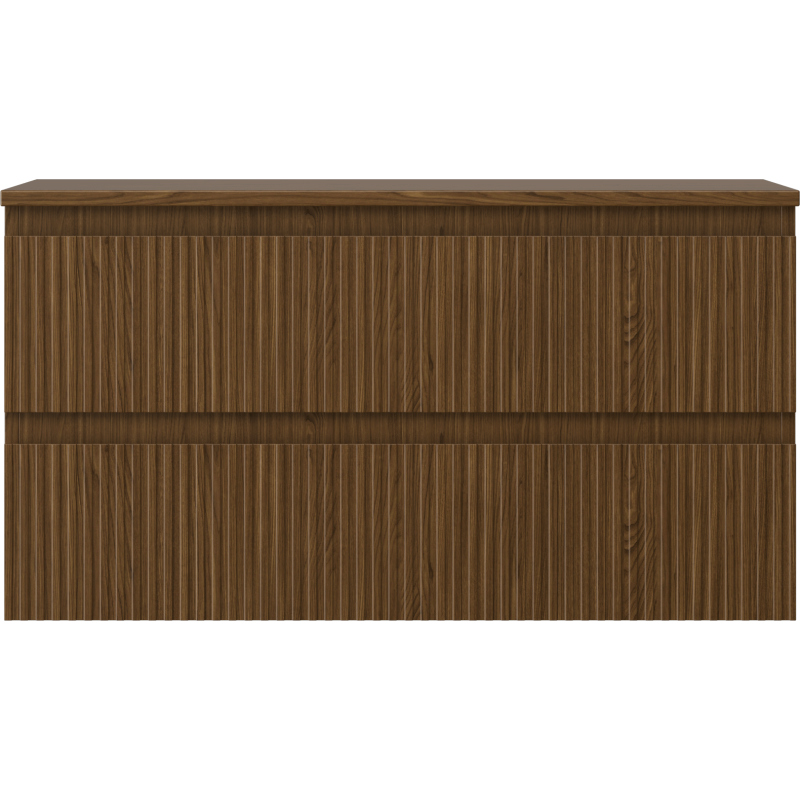 Mexen Rivel шкафче за баня под мивка 90 см с плот, 2 чекмеджета, рифовано, орех