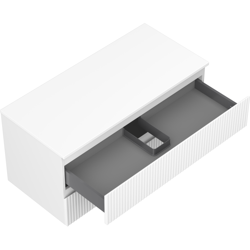 Mexen Rivel шкаф за баня под мивка 100 см с плот, 2 чекмеджета, рифлован, матово бял - 91A20-10047-2-BFFC01