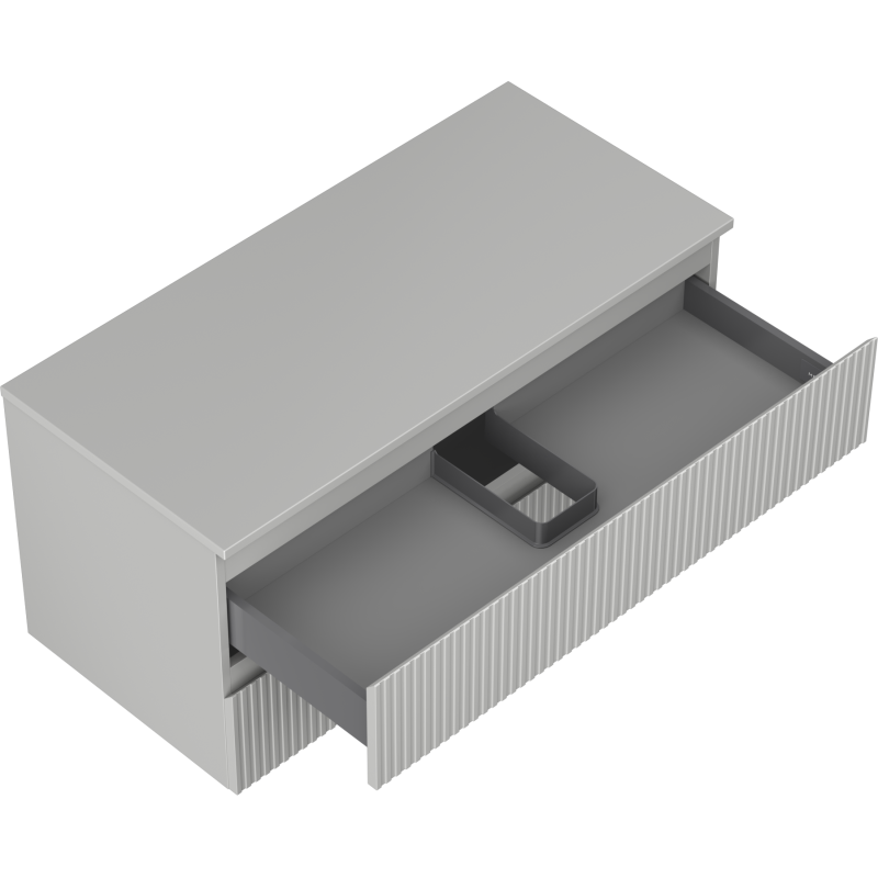 Mexen Rivel баня шкаф за мивка 100 см с плот, 2 чекмеджета, рифелован, сив мат - 91A20-10047-2-BFFC62