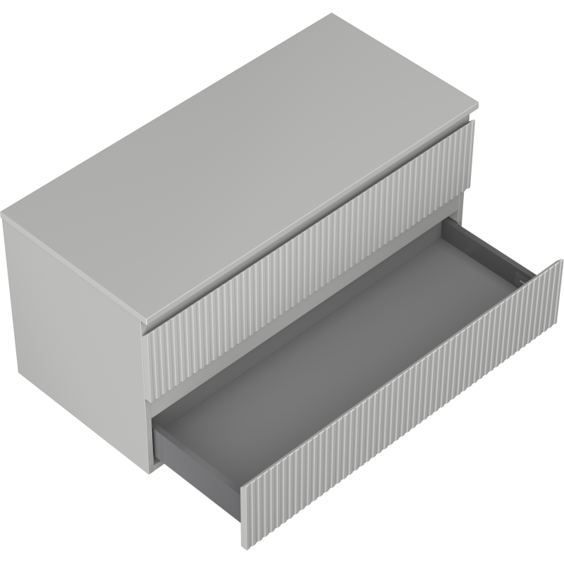 Mexen Rivel баня шкаф за мивка 100 см с плот, 2 чекмеджета, рифелован, сив мат - 91A20-10047-2-BFFC62