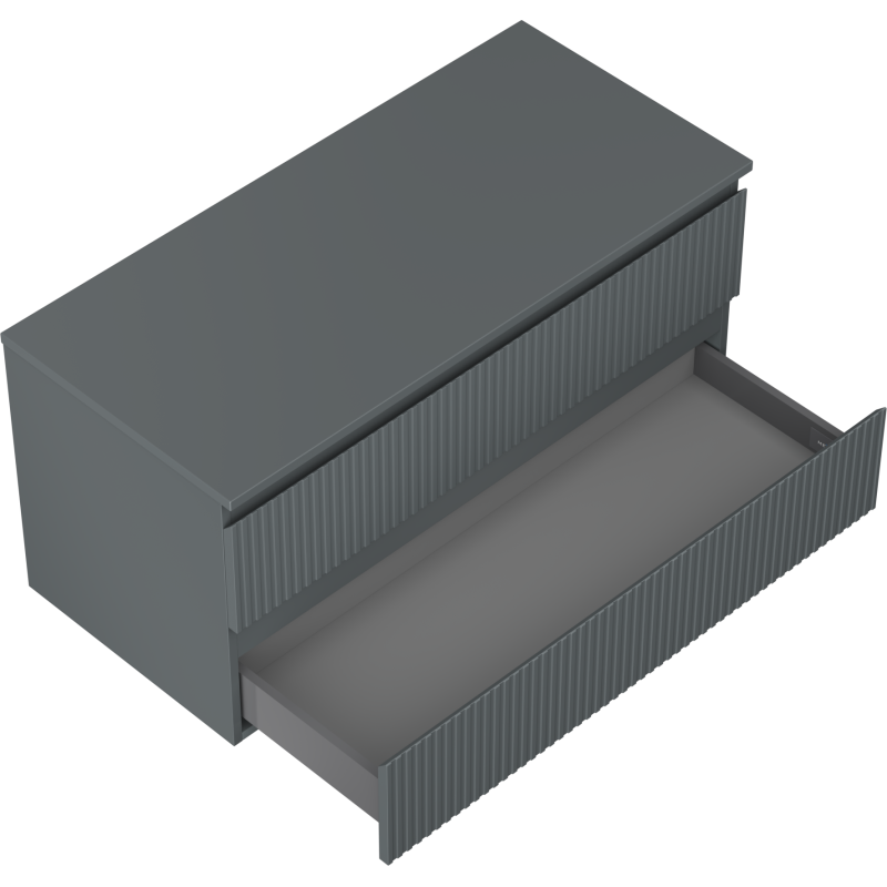 Mexen Rivel шкаф за баня под мивка 100 см с плот, 2 чекмеджета, профилиран, графит мат - 91A20-10047-2-BFFC66