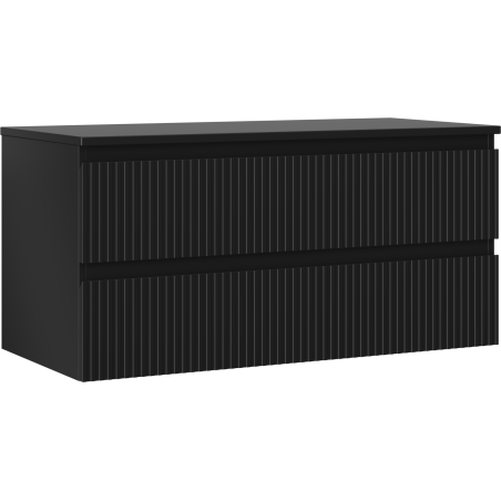 Mexen Rivel баня шкаф под мивка 100 см с плот, 2 чекмеджета, с ребра, черен мат