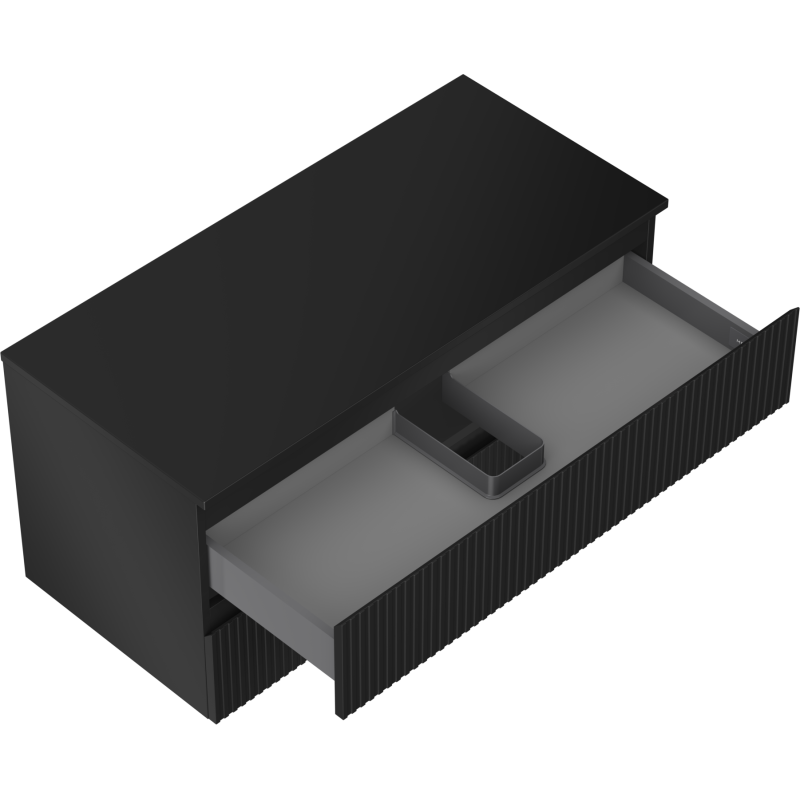 Mexen Rivel баня шкаф под мивка 100 см с плот, 2 чекмеджета, с ребра, черен мат