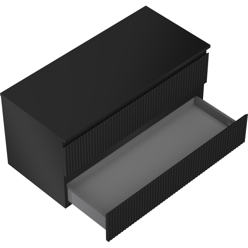 Mexen Rivel баня шкаф под мивка 100 см с плот, 2 чекмеджета, с ребра, черен мат