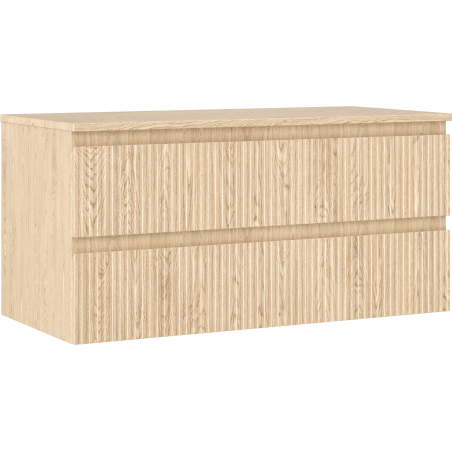 Mexen Rivel баня шкаф за мивка 100 см с плот, 2 чекмеджета, с канали, дъб - 91A20-10047-2-BFFC81