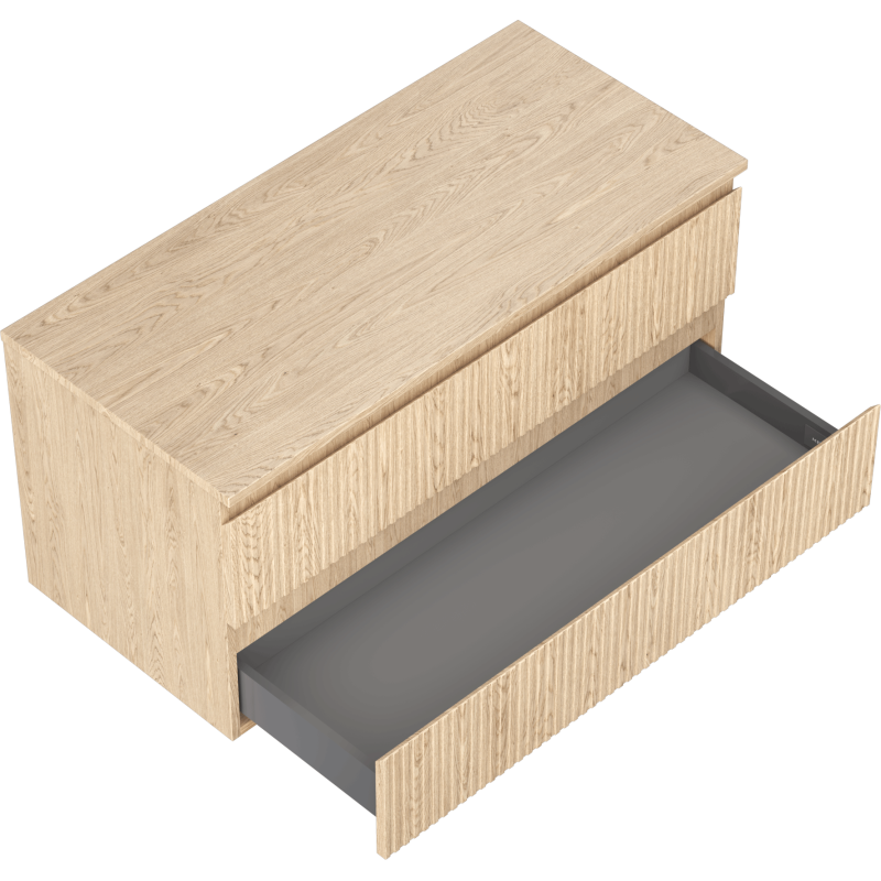 Mexen Rivel баня шкаф за мивка 100 см с плот, 2 чекмеджета, с канали, дъб - 91A20-10047-2-BFFC81