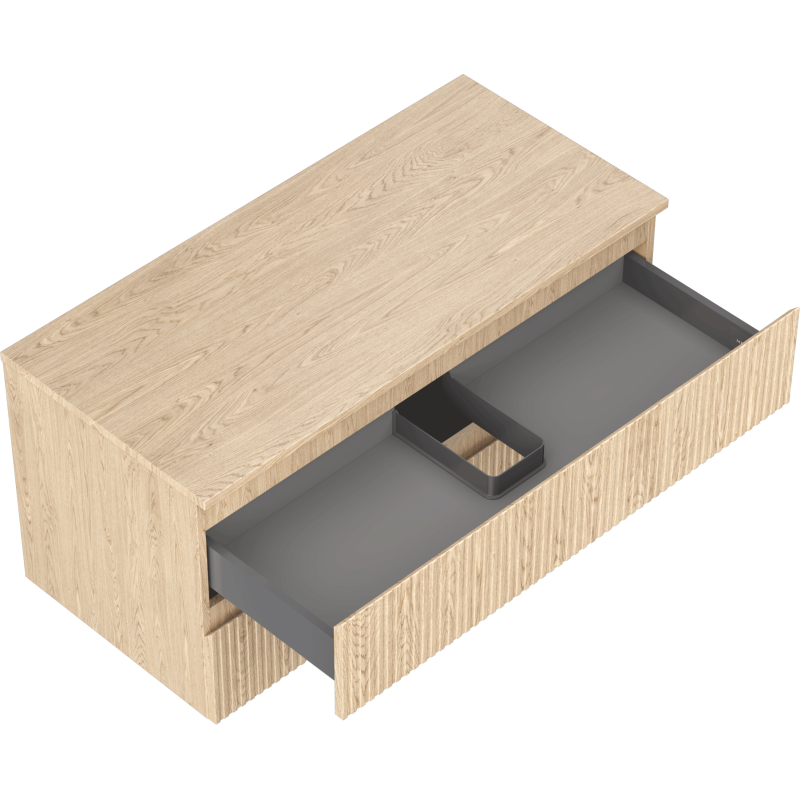 Mexen Rivel баня шкаф за мивка 100 см с плот, 2 чекмеджета, с канали, дъб - 91A20-10047-2-BFFC81