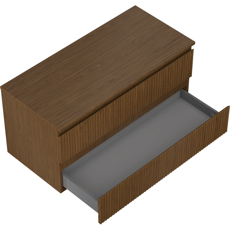 Mexen Rivel шкаф за баня под умивалник 100 cm с плот, 2 чекмеджета, рифелована, орех - 91A20-10047-2-BFFC86