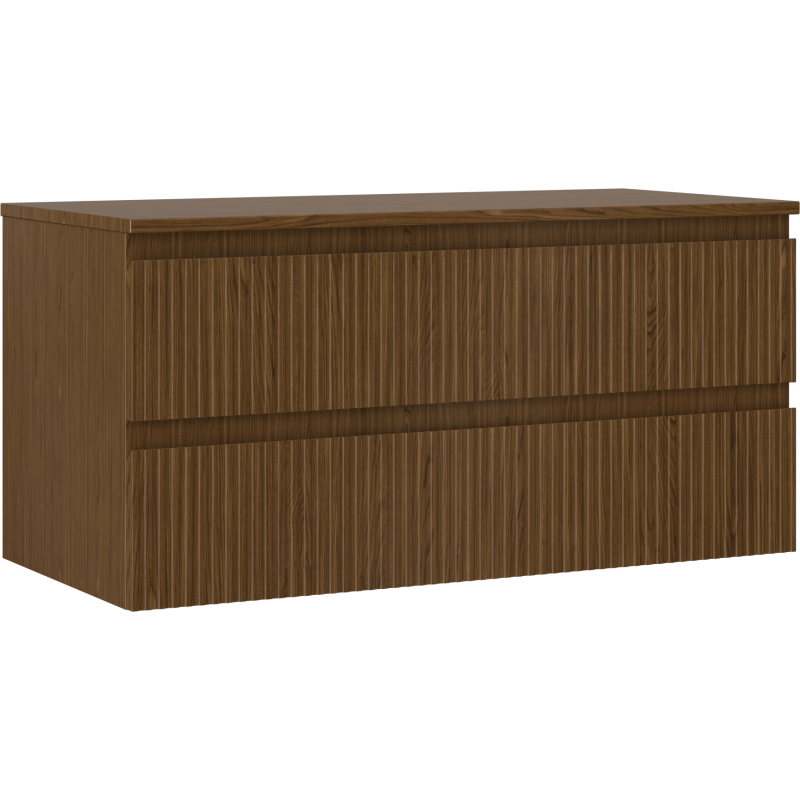 Mexen Rivel шкаф за баня под умивалник 100 cm с плот, 2 чекмеджета, рифелована, орех - 91A20-10047-2-BFFC86