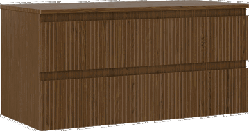 Mexen Rivel шкаф за баня под умивалник 100 cm с плот, 2 чекмеджета, рифелована, орех - 91A20-10047-2-BFFC86