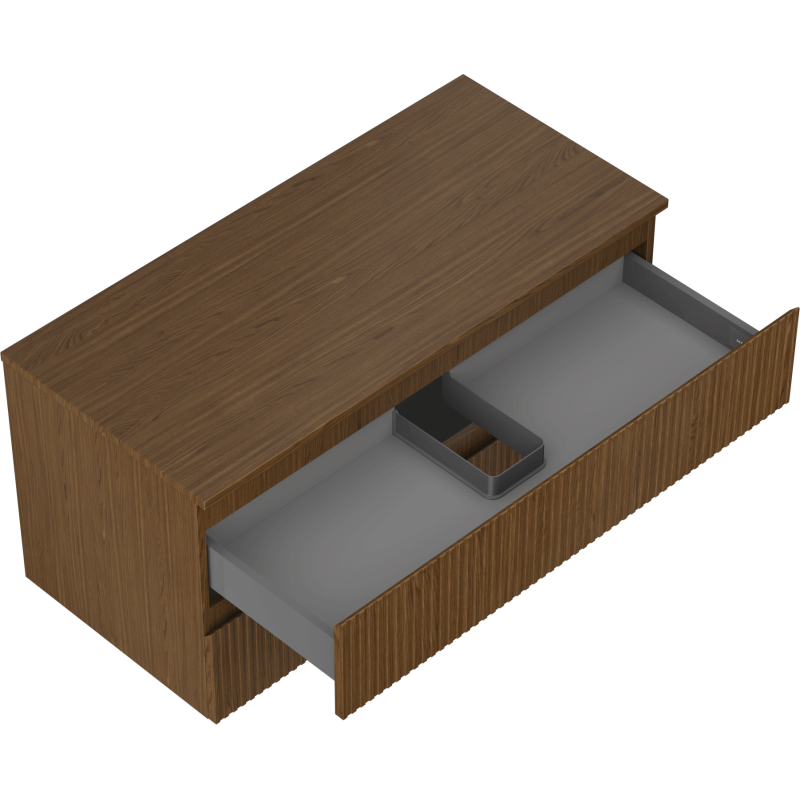 Mexen Rivel шкаф за баня под умивалник 100 cm с плот, 2 чекмеджета, рифелована, орех - 91A20-10047-2-BFFC86