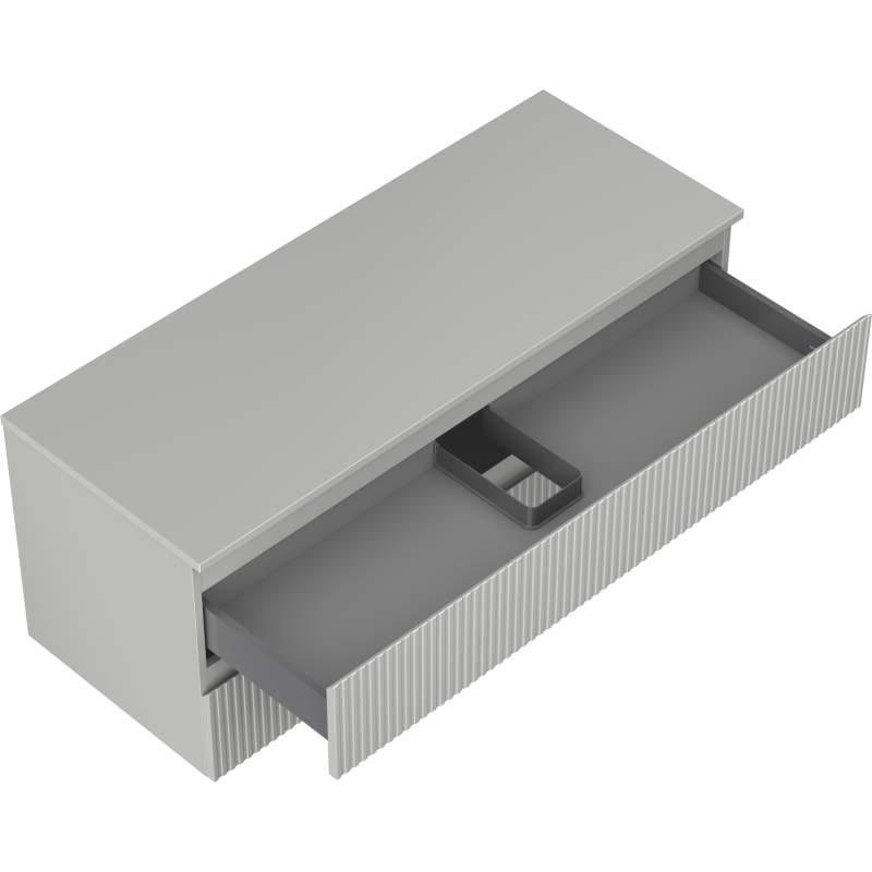 Mexen Rivel баня шкаф под мивка 120 см с плот, 2 чекмеджета, набраздена, сива мат - 91A20-12047-2-BFFC62