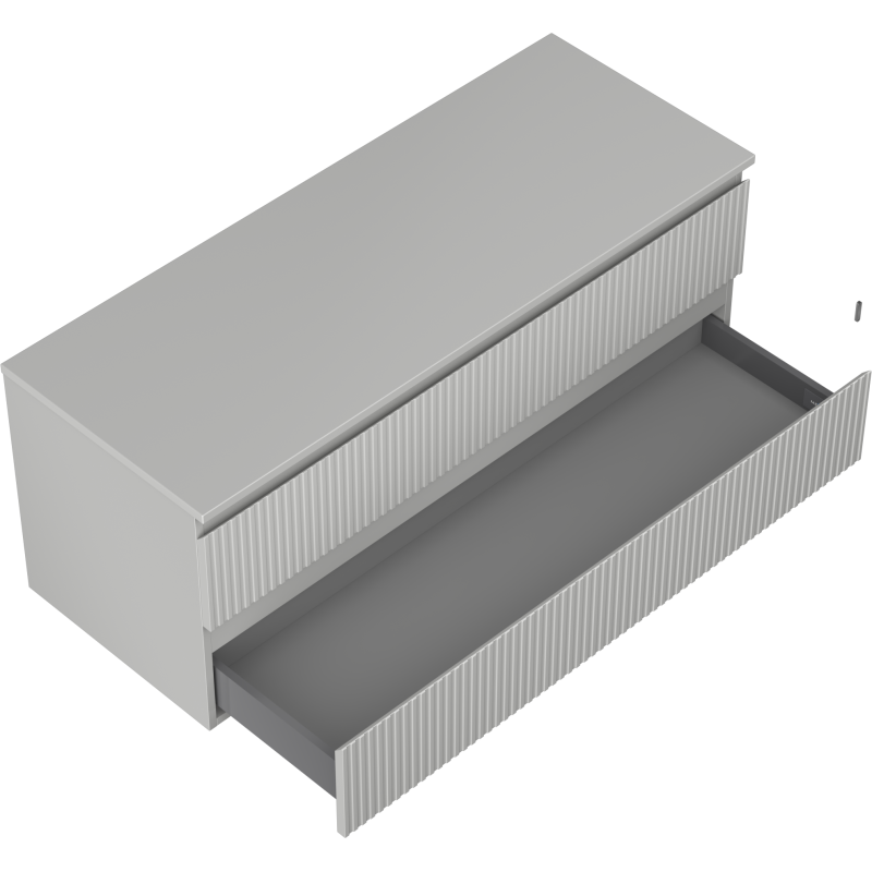 Mexen Rivel баня шкаф под мивка 120 см с плот, 2 чекмеджета, набраздена, сива мат - 91A20-12047-2-BFFC62