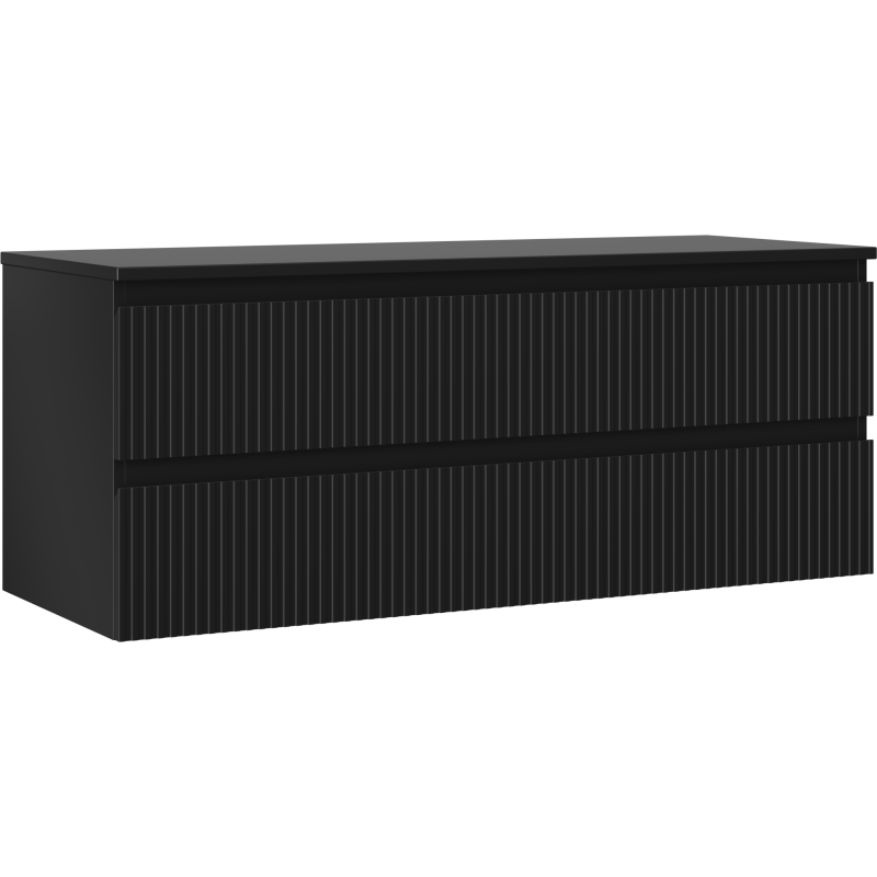 Mexen Rivel шкаф за баня под мивка 120 см с плот, 2 чекмеджета, канализирана, черна матирана - 91A20-12047-2-BFFC71