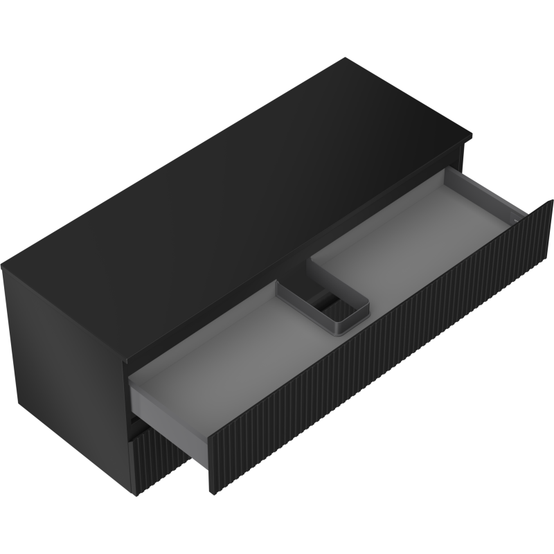 Mexen Rivel шкаф за баня под мивка 120 см с плот, 2 чекмеджета, канализирана, черна матирана - 91A20-12047-2-BFFC71