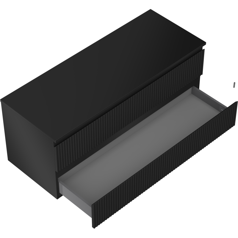 Mexen Rivel шкаф за баня под мивка 120 см с плот, 2 чекмеджета, канализирана, черна матирана - 91A20-12047-2-BFFC71