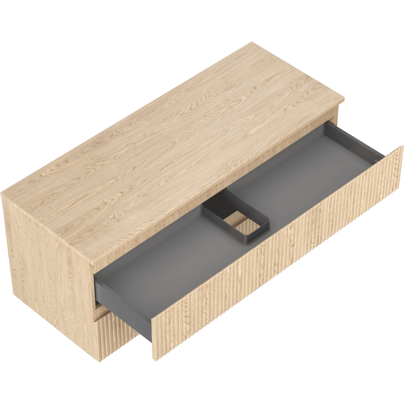 Mexen Rivel шкаф за баня под мивка 120 см с плот, 2 чекмеджета, гофриран, дъб - 91A20-12047-2-BFFC81