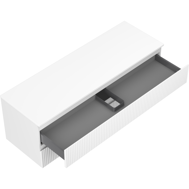 Mexen Rivel баня шкаф за мивка 140 см с плот, 2 чекмеджета, оребрени, бял мат - 91A20-14047-2-BFFC01