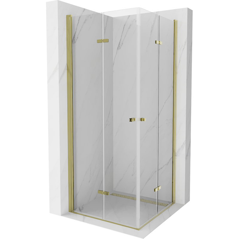 Mexen Lima Duo душ кабина сгъваема 80 x 80 см, прозрачна, златна - 856-080-080-50-00-02