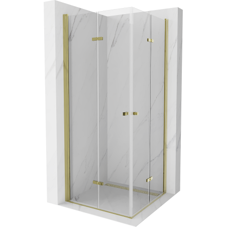 Mexen Lima Duo сгъваема душ кабина 90 x 90 см, прозрачна, златна - 856-090-090-50-00-02